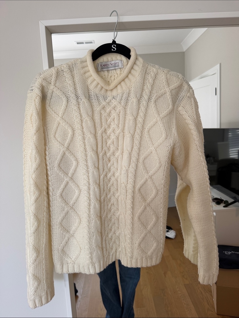 Vintage Ivory Cable Turtleneck Sweater